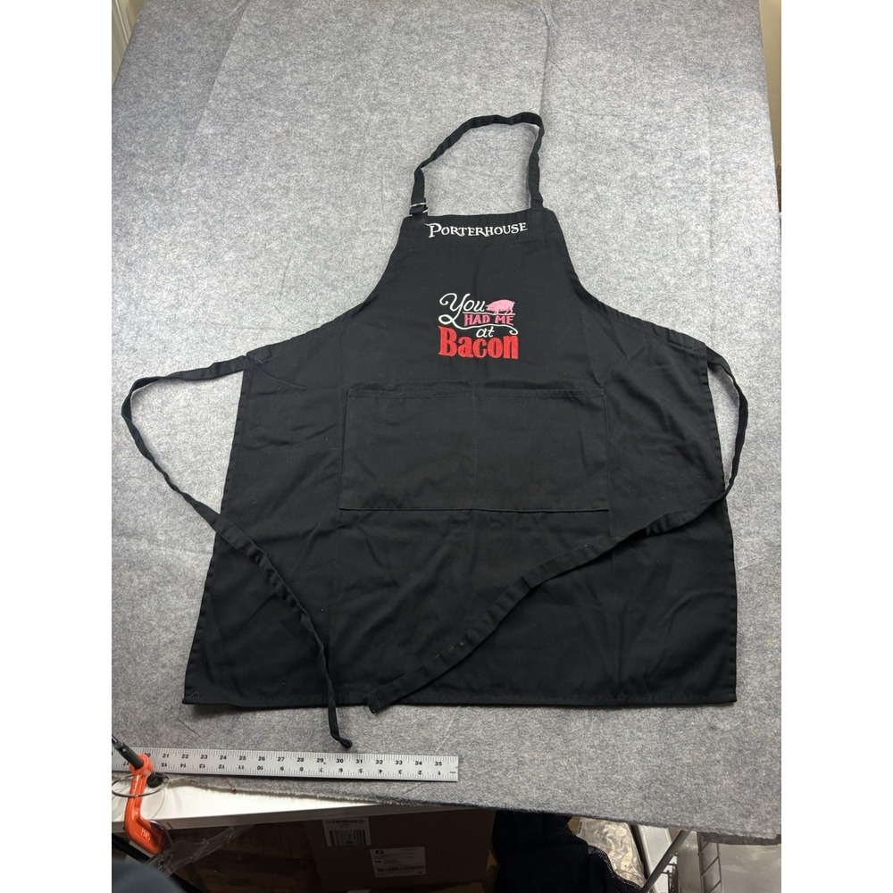 Porterhouse "You had Me At Bacon" Black Apron Graphic Funny Grilling